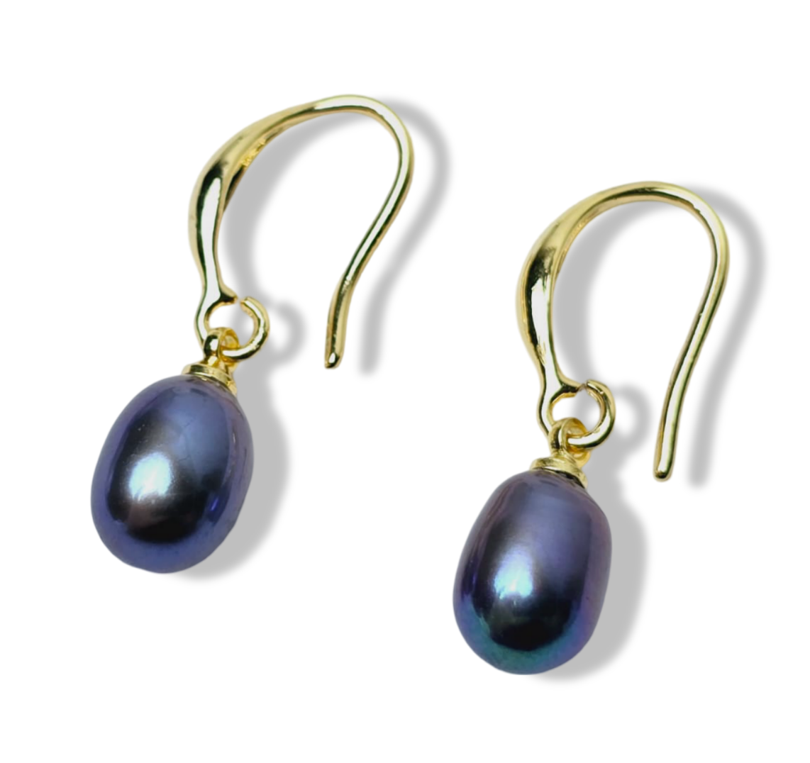 ARETE PERLA GOTA CLÁSICO LILA AZUL DORADO