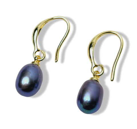 ARETE PERLA GOTA CLÁSICO LILA AZUL DORADO