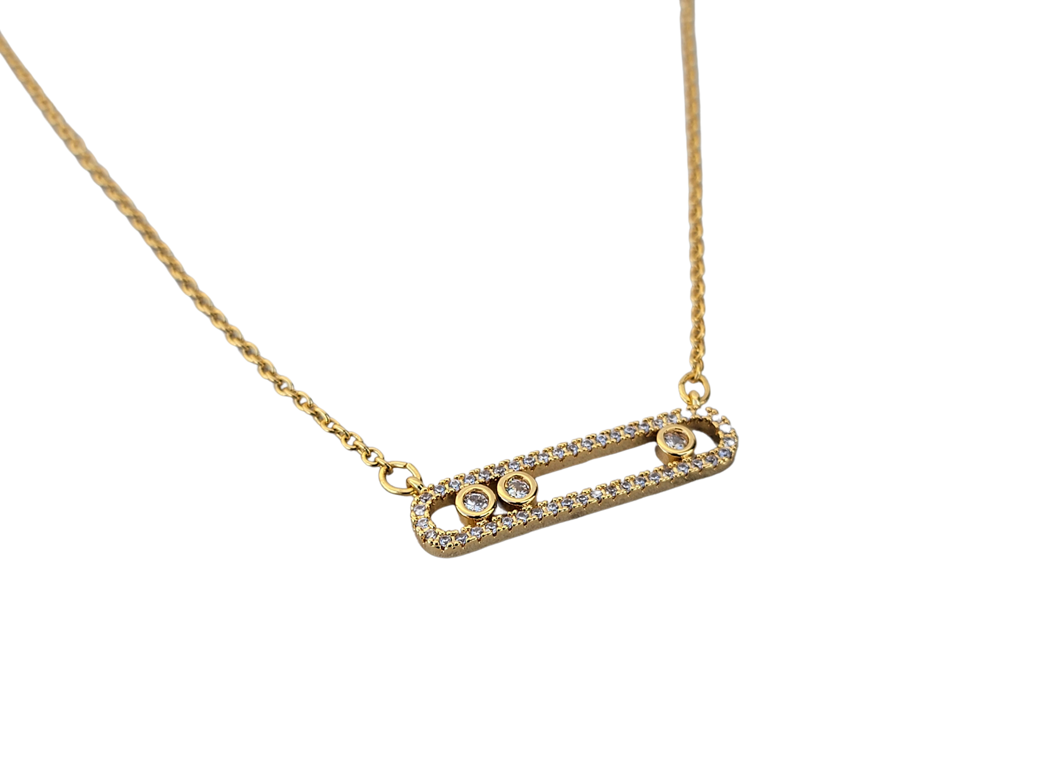 COLLAR BARRITA DORADA Y CIRCONIA