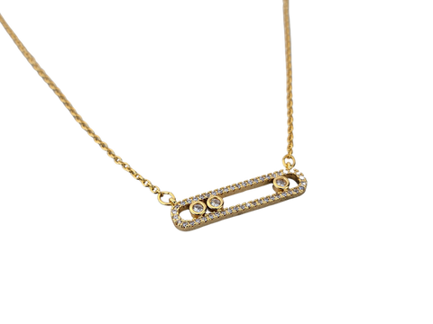 COLLAR BARRITA DORADA Y CIRCONIA