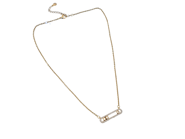 COLLAR BARRITA DORADA Y CIRCONIA