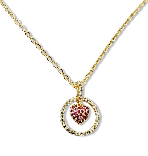 COLLAR CORAZON ROSA DORADO