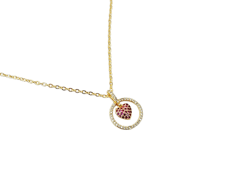 COLLAR CORAZON ROSA DORADO