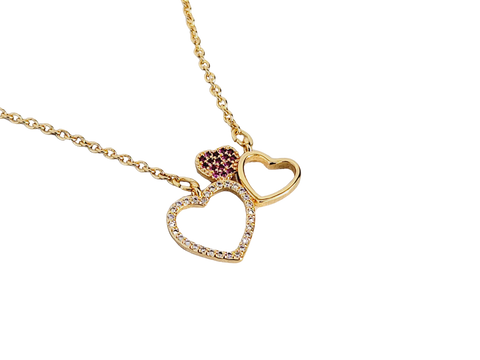 COLLAR CORAZONES ROSA DORADO