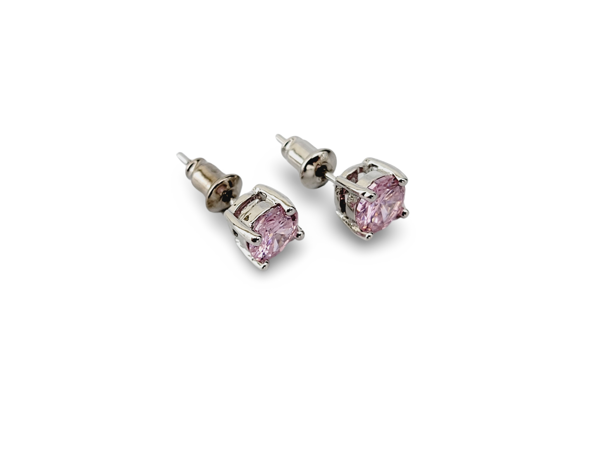 ARETE DOT ROSA PLATEADO