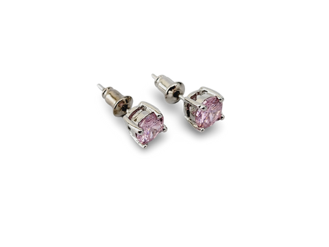 ARETE DOT ROSA PLATEADO