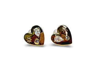ARETE CORAZÓN CIRCONIA DORADO