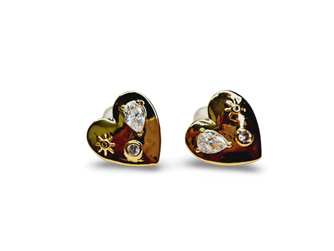 ARETE CORAZÓN CIRCONIA DORADO
