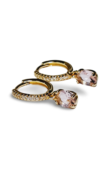 ARETE HUGGIE CZ DORADO ROSA