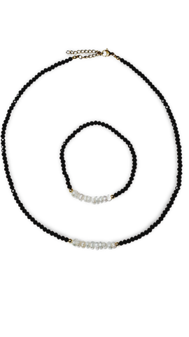 SET CRISTAL PERLA ROJO DORADO
