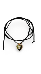 COLLAR CORAZON GAMUZA DORADO