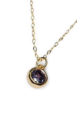 COLLAR DIJE CRISTAAL MORADO DORADO