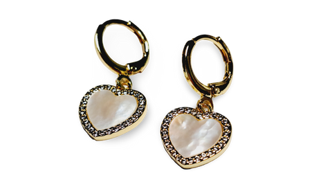 ARETE HUGGIE MADRE PERLA CIRCONIA DORADO