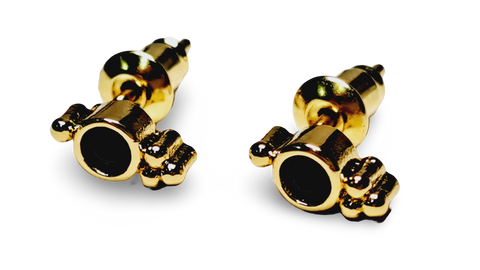 ARETE MINI CIRCONIA NEGRO DORADO