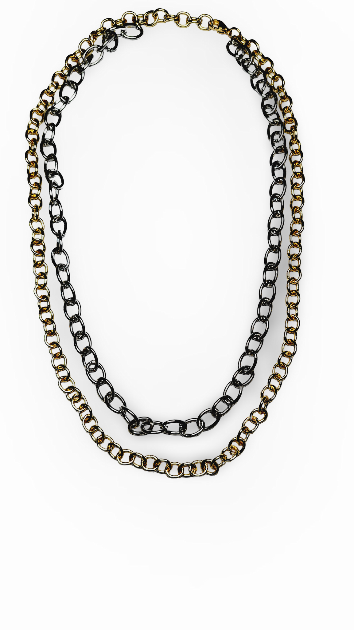 COLLAR CADENA ESLABON PLATEADO DORADO