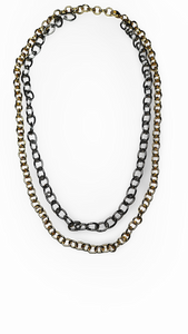 COLLAR CADENA ESLABON PLATEADO DORADO