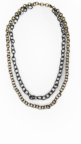 COLLAR CADENA ESLABON PLATEADO DORADO
