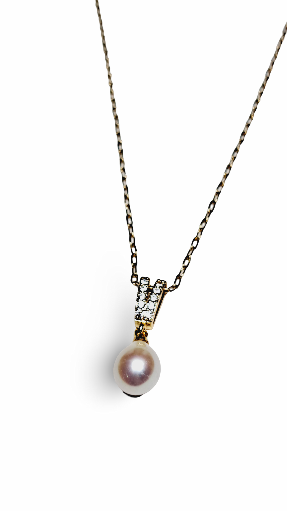 COLLAR PERLA CIRCONIAS DORADO