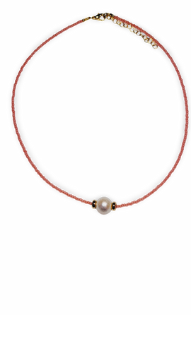 COLLAR PERLA COLOR SALMON