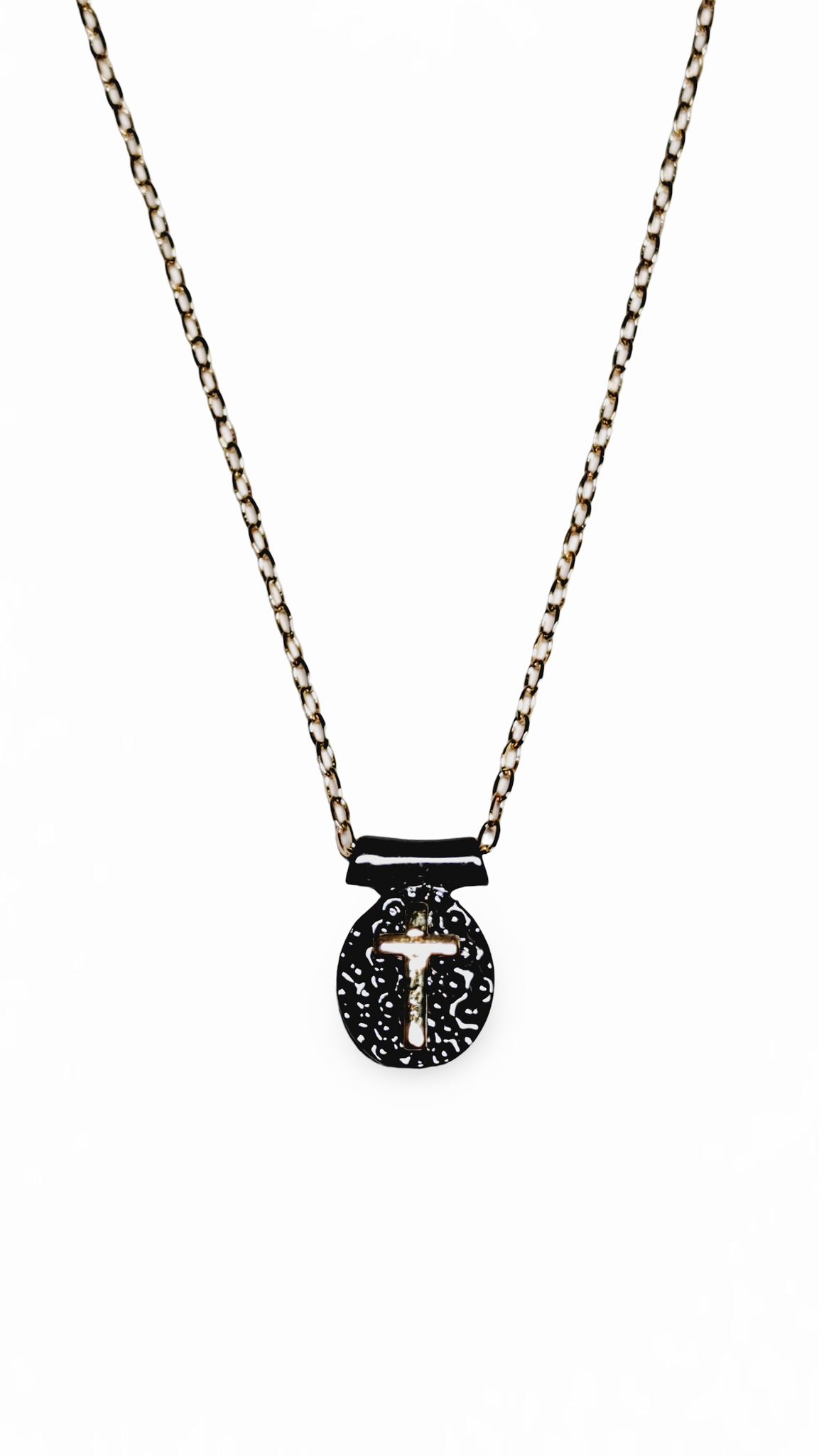 COLLAR DORADO CRUZ BLACK