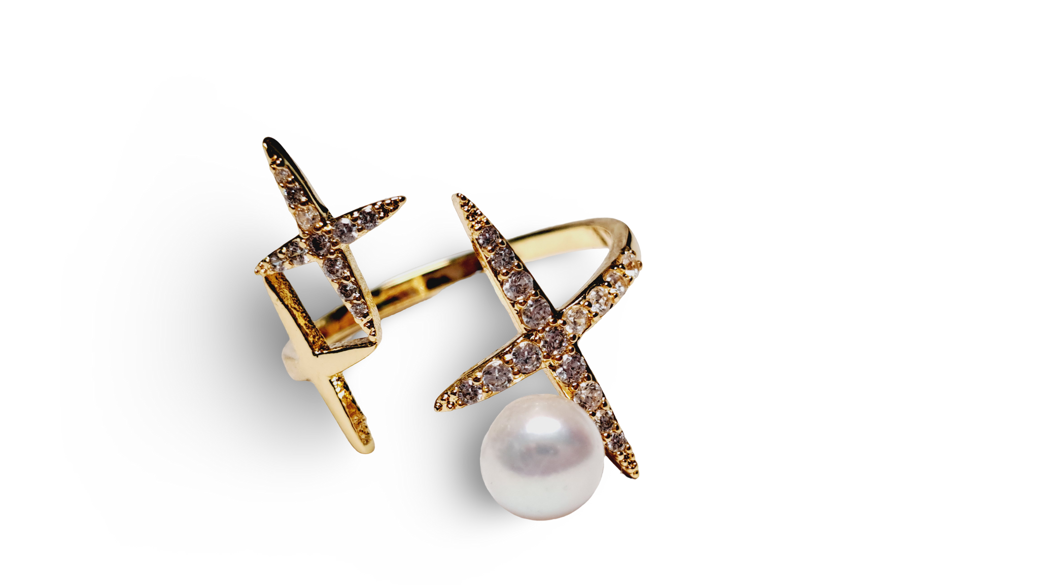 ANILLO DESTELLO PERLA BLANCO DORADO