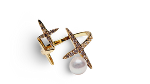 ANILLO DESTELLO PERLA BLANCO DORADO