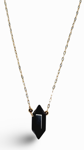 COLLAR OBSIDIANA NEGRO DORADO