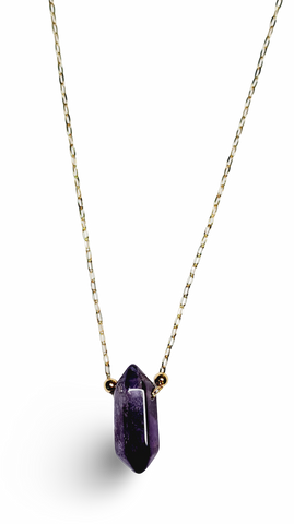COLLAR AMATISTA MORADO DORADO