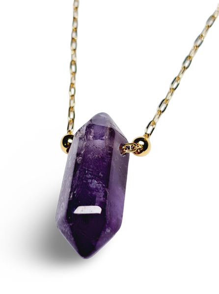 COLLAR AMATISTA MORADO DORADO