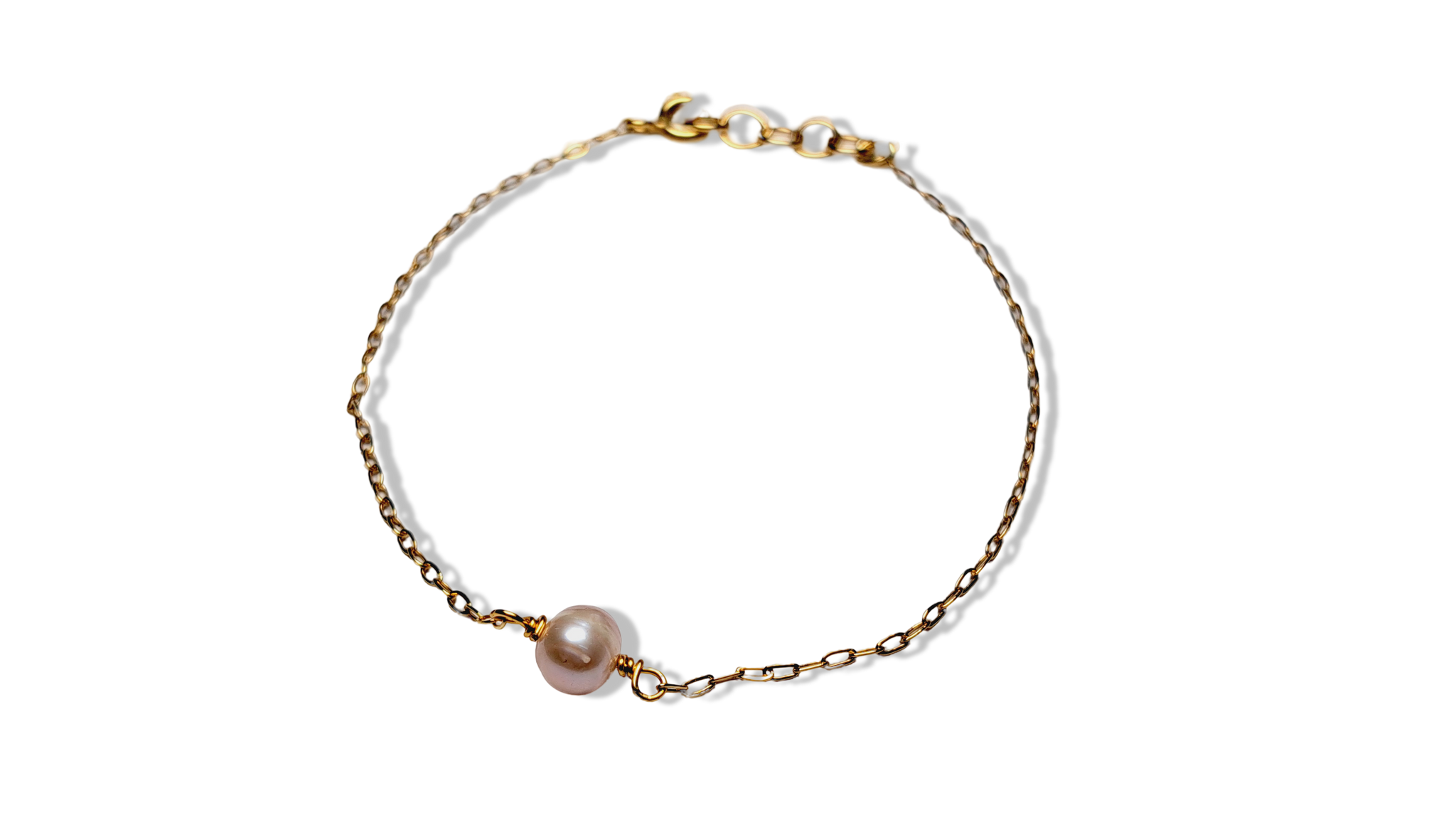 PULSERA ESLABON PERLA DORADO