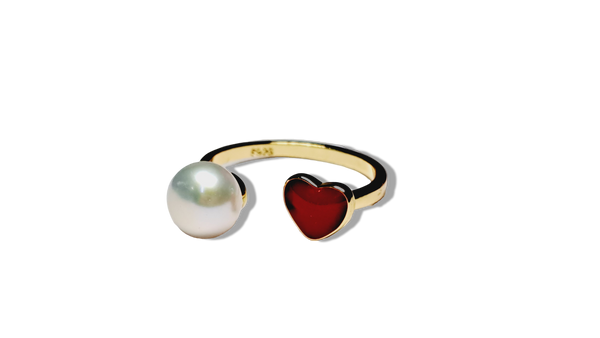 ANILLO CORAZÓN Y PERLA DORADO