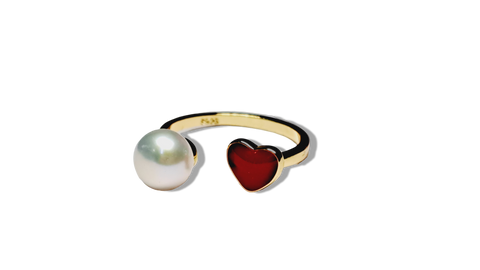 ANILLO CORAZÓN Y PERLA DORADO