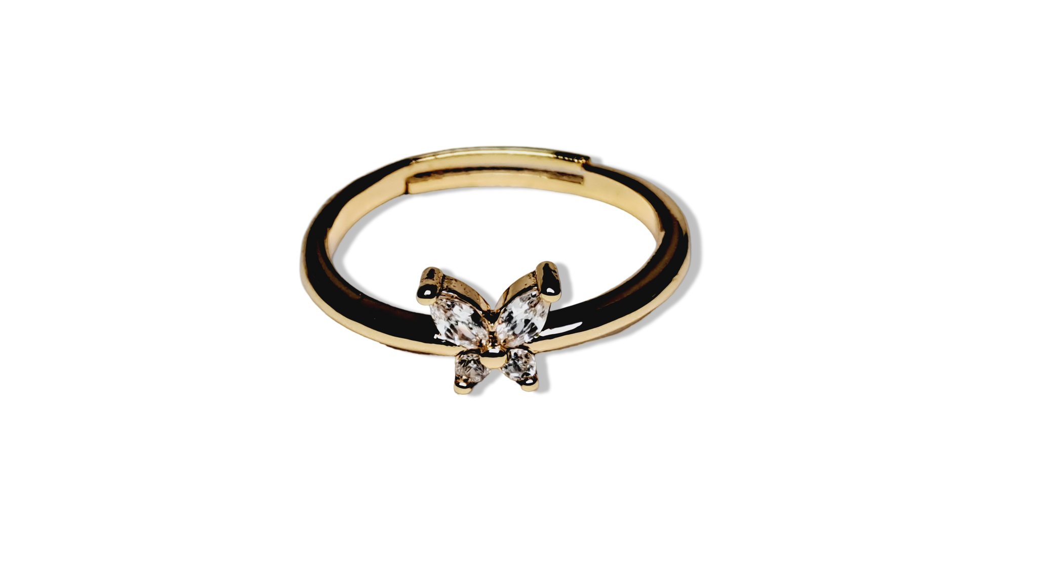 ANILLO MARIPOSA CIRCONIAS DORADO