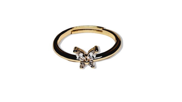 ANILLO MARIPOSA CIRCONIAS DORADO