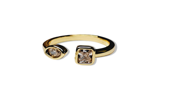 ANILLO DOBLE CRISTAL DORADO