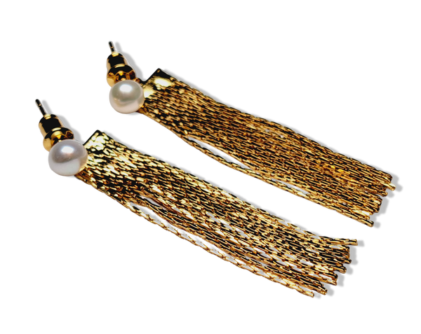 ARETE PERLA MECHON DORADO