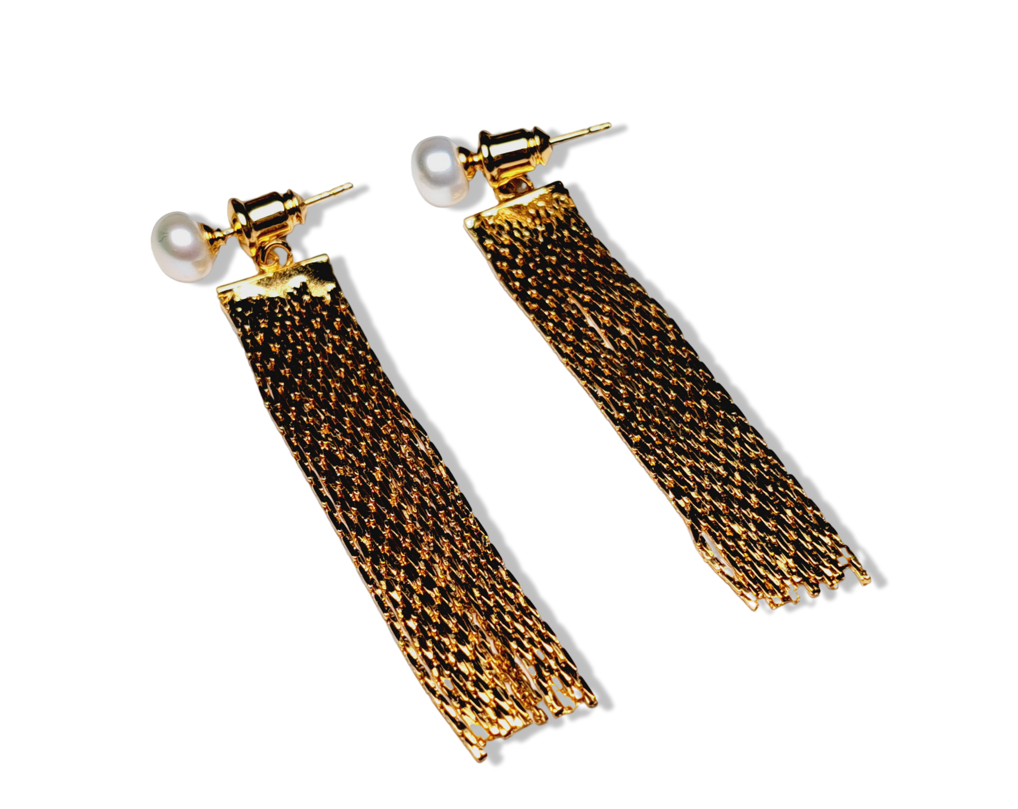 ARETE PERLA MECHON DORADO
