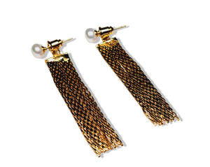 ARETE PERLA MECHON DORADO