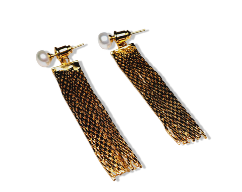 ARETE PERLA MECHON DORADO