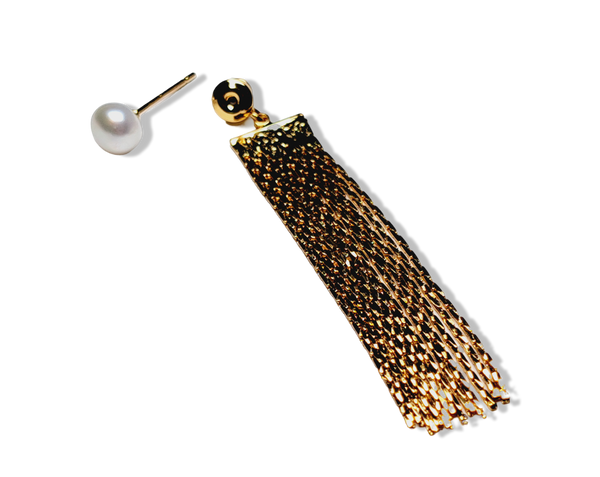 ARETE PERLA MECHON DORADO