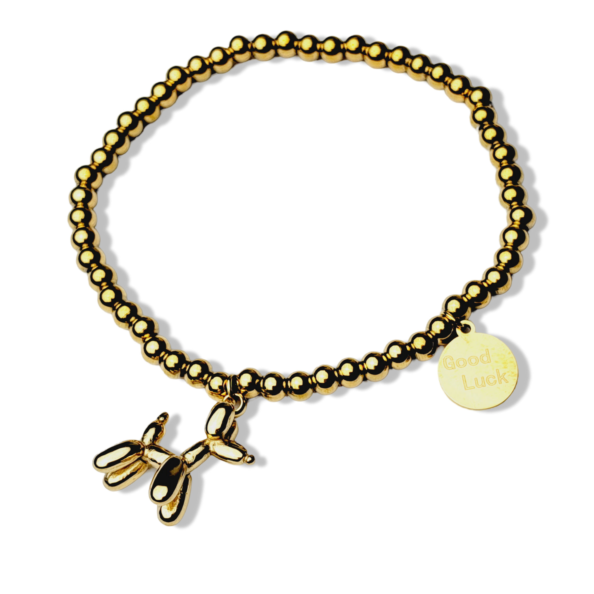 PULSERA ACERO GLOBO DOG DORADO