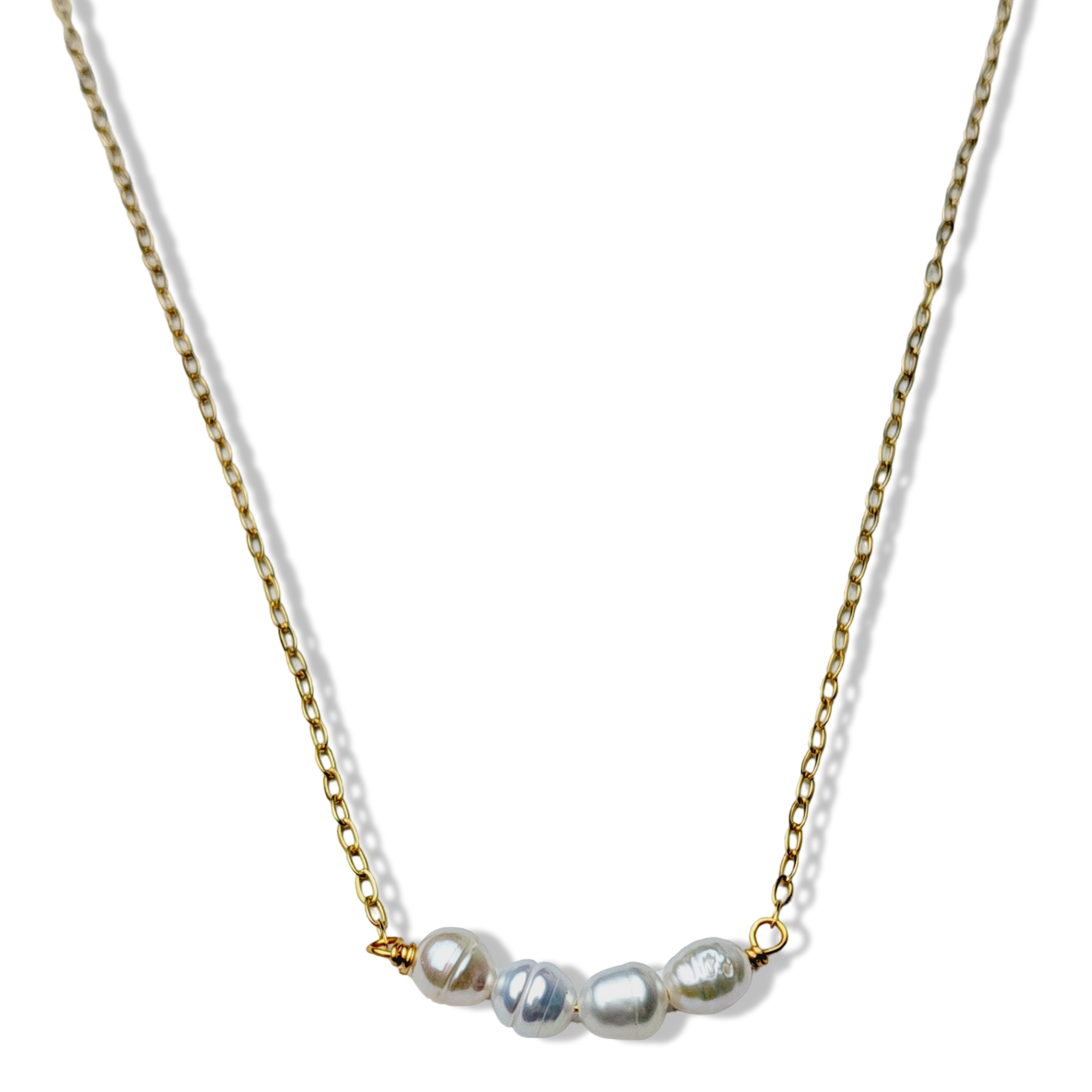 COLLAR 4 PERLAS BLANCO DORADO