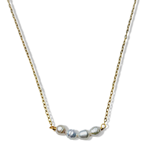 COLLAR 4 PERLAS BLANCO DORADO