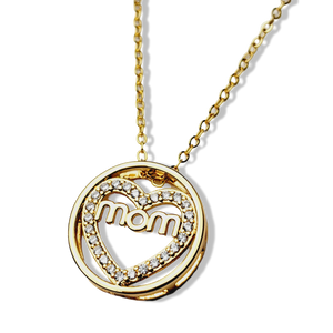 COLLAR MOM CORAZON ZIRCONIA DORADO