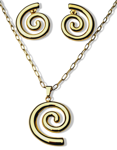 SET ESPIRAL ACERO DORADO