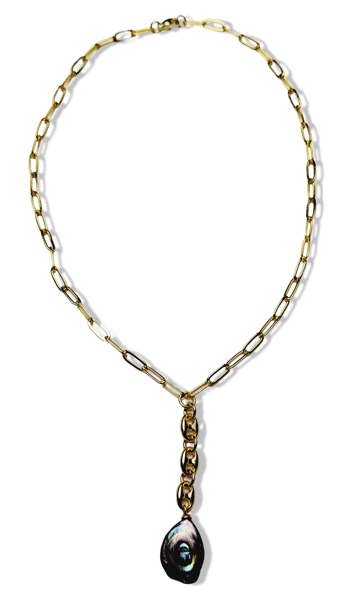 COLLAR PERLA COIN TORNASOL DORADO