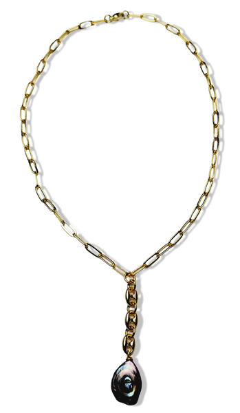 COLLAR PERLA COIN TORNASOL DORADO