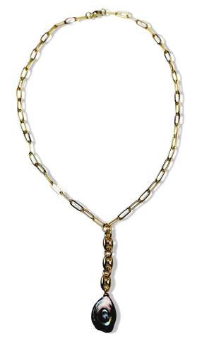 COLLAR PERLA COIN TORNASOL DORADO