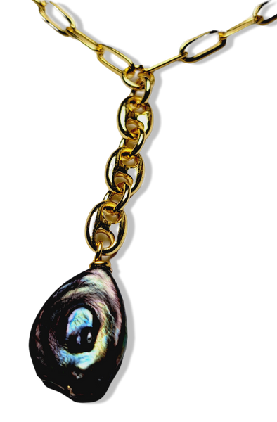 COLLAR PERLA COIN TORNASOL DORADO