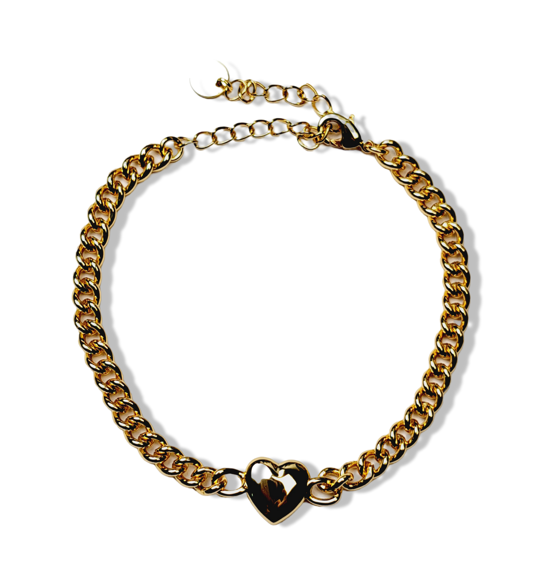 PULSERA ESLABON CORAZON DORADO